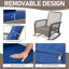 Chaise berçante d'extérieur en rotin avec coussin-646829745
