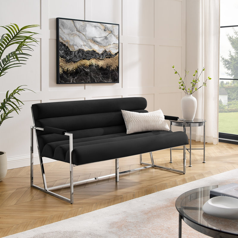 Canapé Khole, Chrome, Similicuir gris