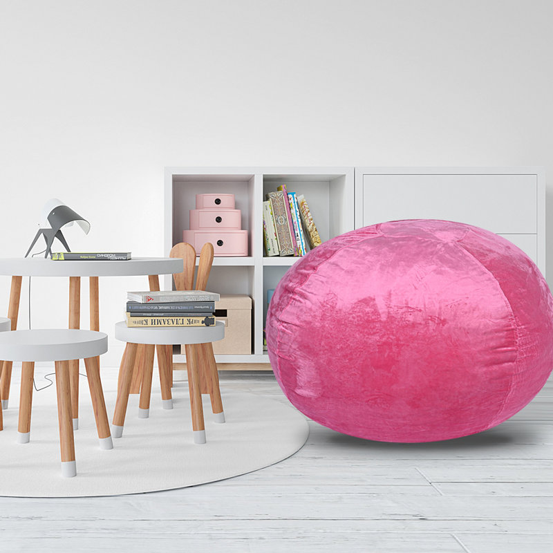 Fauteuil à billes Ben Velvet, Velours rose, H 30 po x l 45 po x P 45 po 