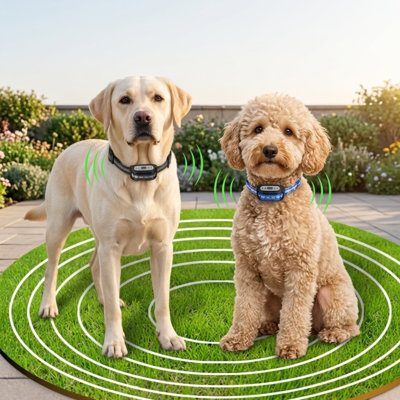 Satellite-Controlled Pet Enclosure for 2 Dogs, GPS Signal-Based Boundary, Waterproof Rechargeable Collar Receivers, Black Finish