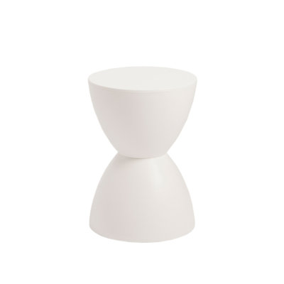  Table de bout contemporaine à piédestal en plastique blanc 17 po Contemporary