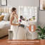 Coiffeuse avec grand miroir lumineux Greyden, 7 tiroirs et prises de courant, tabouret inclus, pour la chambre à coucher-1853135046