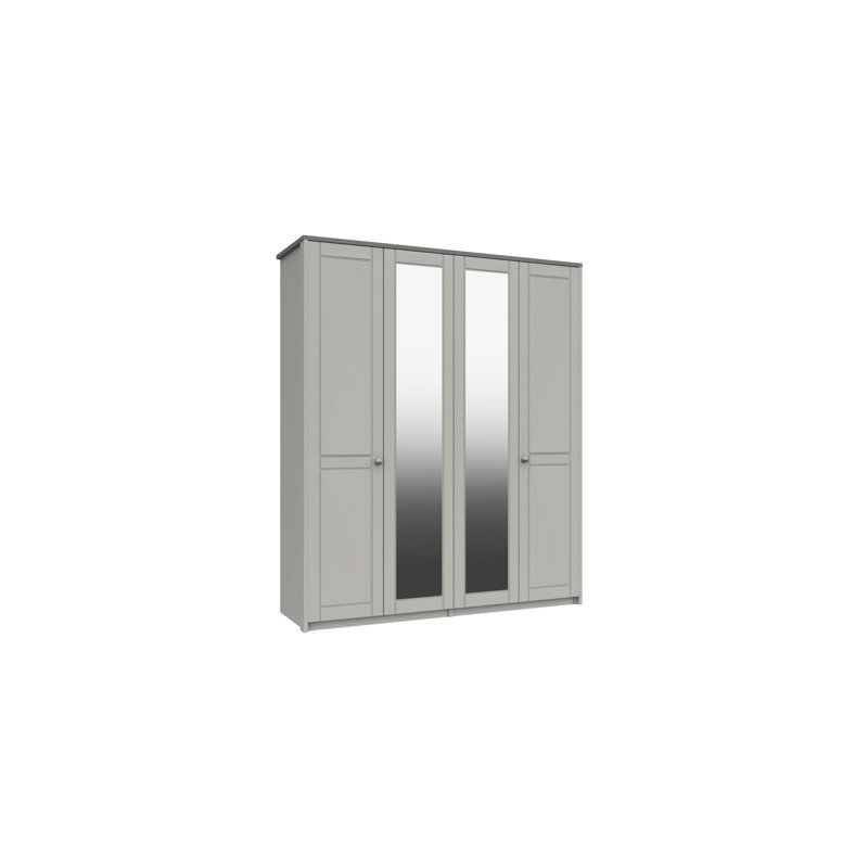 Newhaven 4 Door Manufactured Wood Wardrobe, Dust Grey/Light Grey