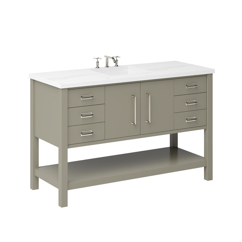 Kiawah Single Extra Wide Bath Vanity, Satin Nickel, 48", French Olive