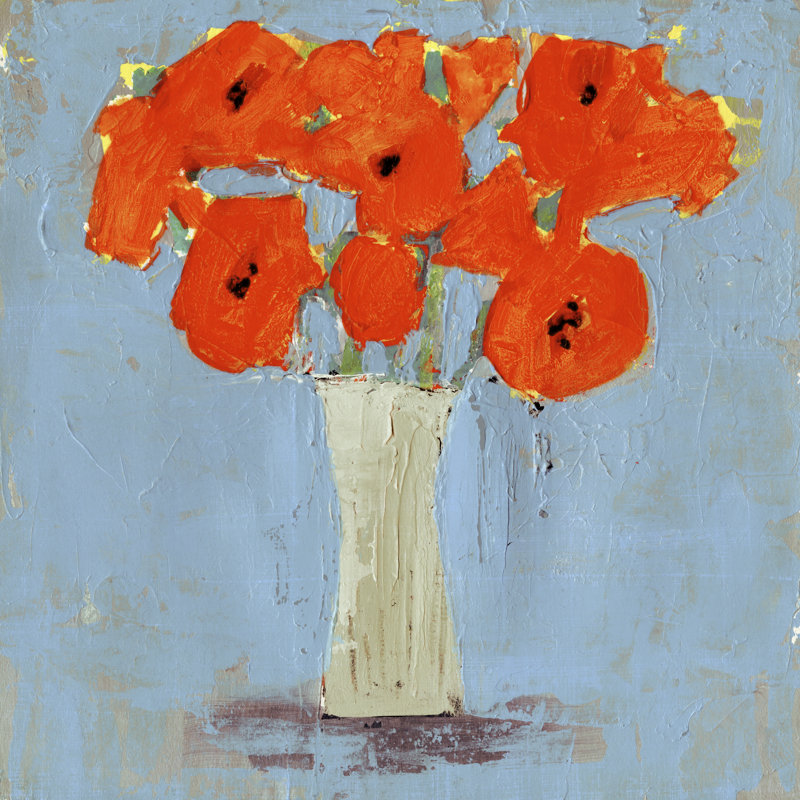 Impression orange coquelicot II, H 36 po x l 36 po x P 1,25 po