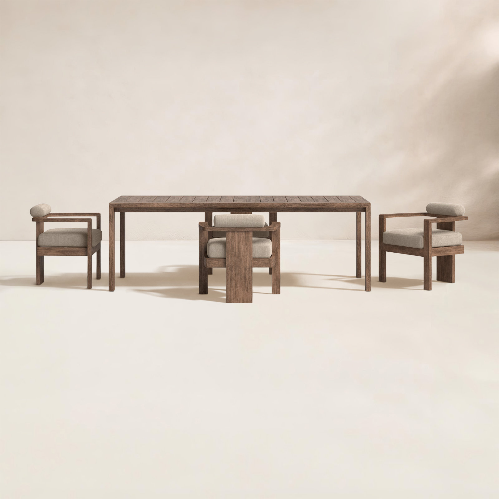 Caraker 82" Eucalyptus Patio Dining Set