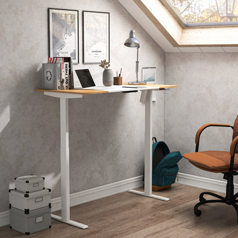 Convertisseur de bureau pour travailler debout Kenbridge, Beige / Blanc