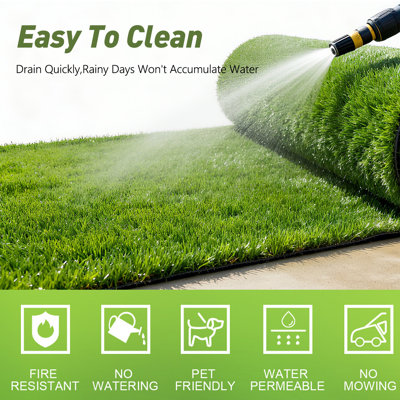 Realistic Deluxe Artificial Grass Synthetic Thick Lawn Turf Carpet (6 FT X10 FT)