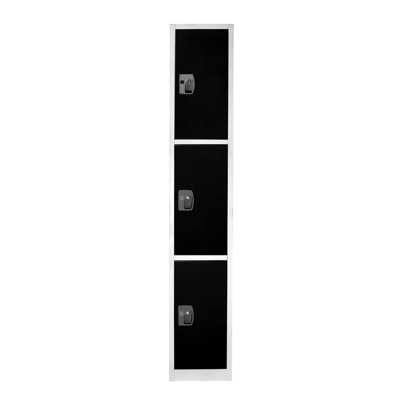 Black Steel 3-Tier Office Storage Locker