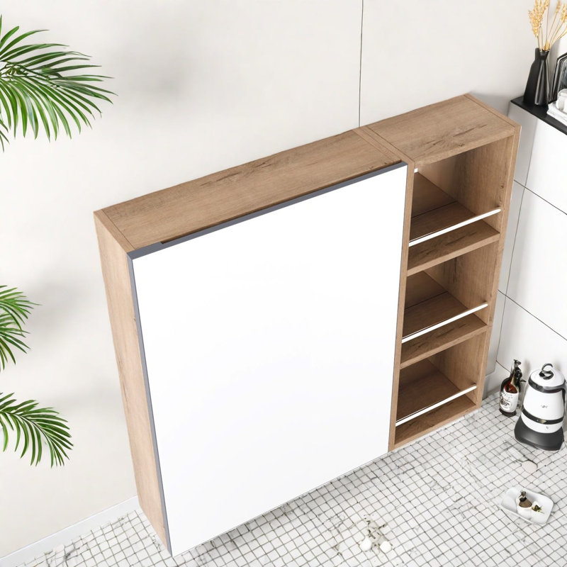 Armoires à pharmacie peu encombrantes, avec miroir en bois de 29,63 po pour une maison moderne
