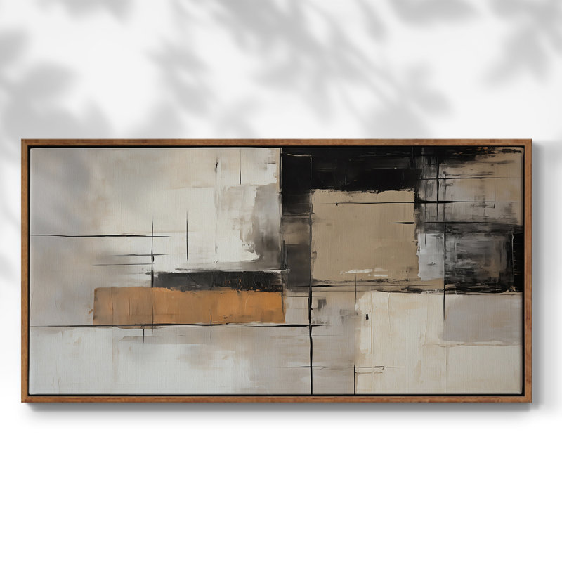 Abstrait, série CCL XXV, toile tendue avec châssis, prête à être accrochée, H 17 po x l 33 po, Noyer