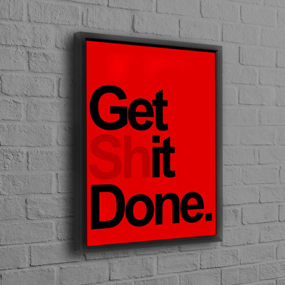 Bohemian Wall Art Featuring Motivational 'Get It Done' Quote in a Floating Frame Perfect for Bedroom Decor