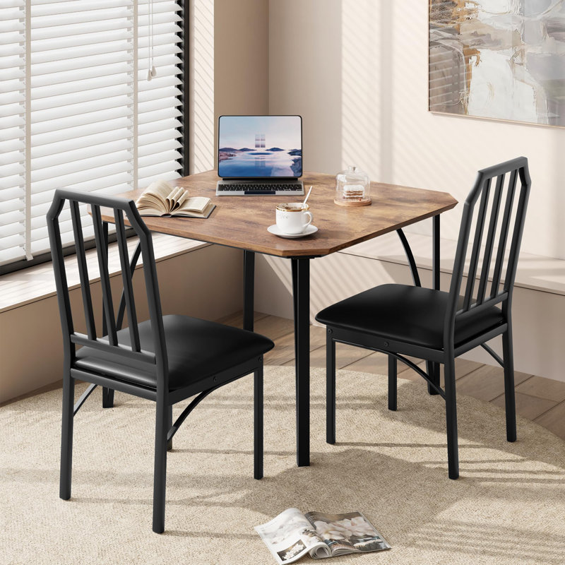 Morrigan 4 - Person Four Leg Dining Set, Brown, 3