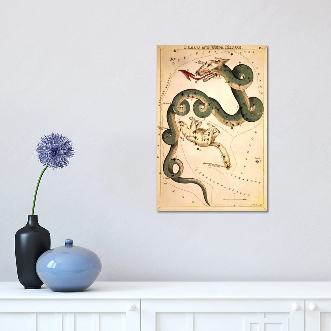 Draco And Ursa Minor by Sidney Hall - Wrapped Canvas Print