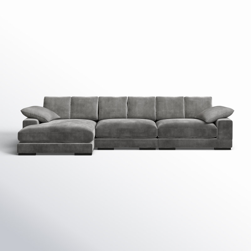 Plunge Large Sectional, Gray Corduroy