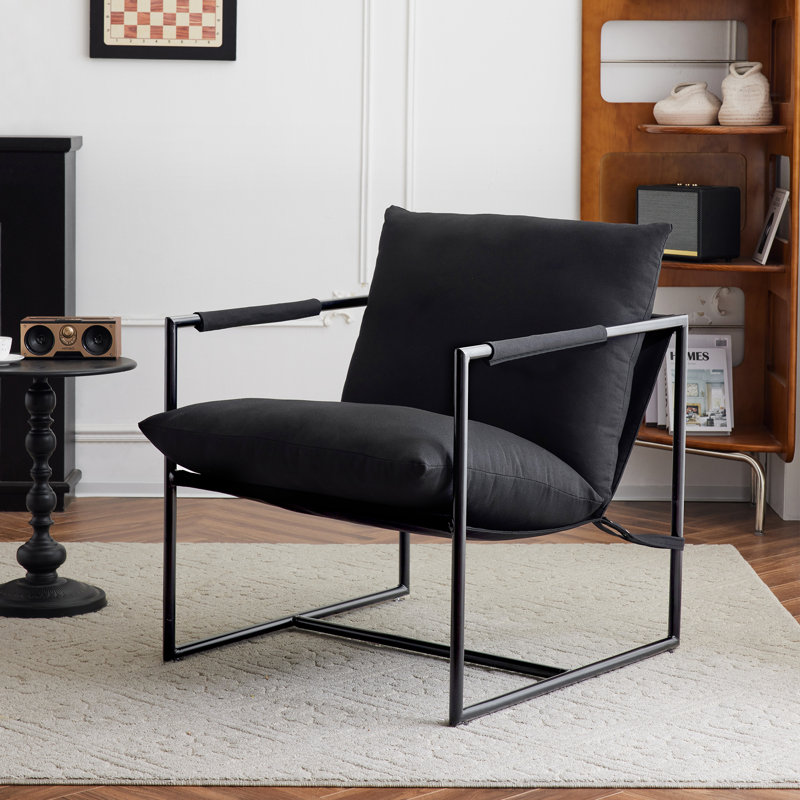 Fauteuil large 29 po Cecy, 100% polyester noir / jaune blé