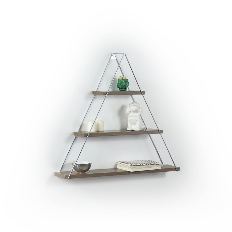 Étagère triangulaire murale suspendue Moset, Noyer