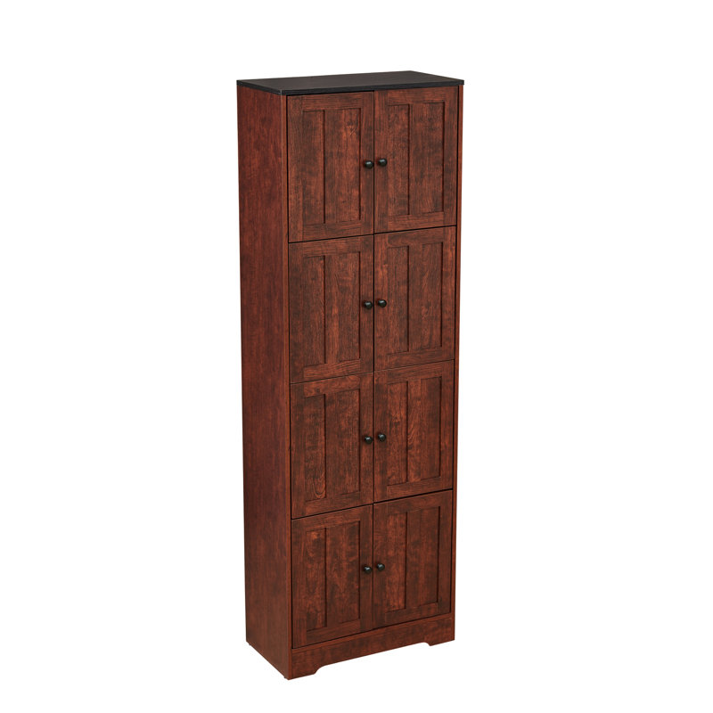 Walnut 8-Door 4-Shelf Storage Cabinet - Make Your Home More Organized With 8 Doors And 4 Shelves Simplify Life