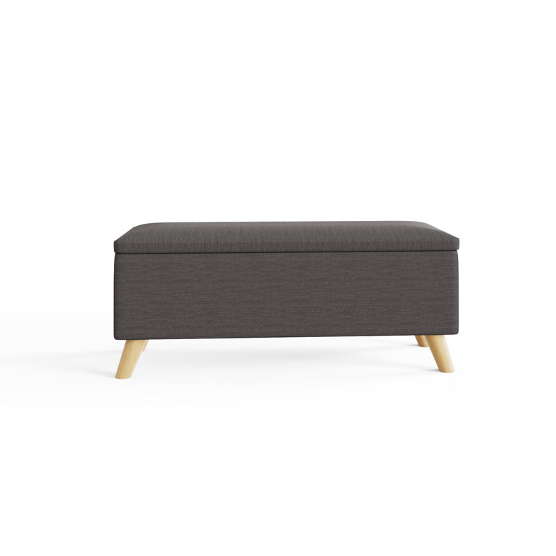 Caver 98cm Wide Rectangle Solid Colour Ottoman with Storage, Charcoal