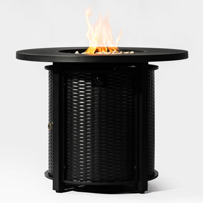 32Inch Fire Pit Table In Steel, Adding Warmth And Style To Your Patio Round Steel Table, Versatile For Outdoor Relaxation Entertainment