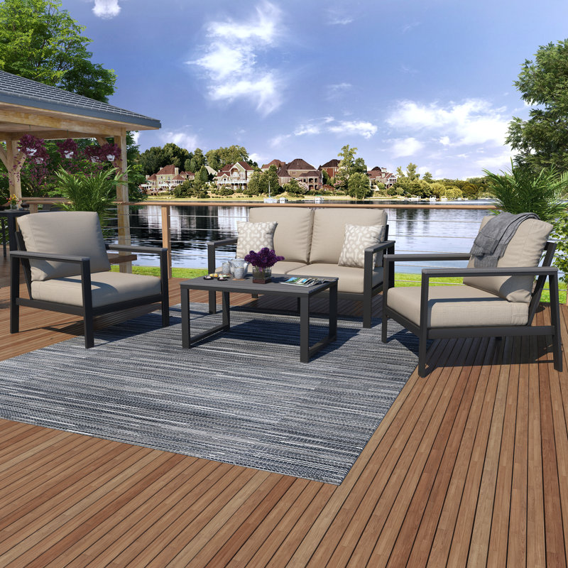 Townsend 4 - Person Patio Conversation Sets with Sunbrella® Cushions, Cast Silver, Gray