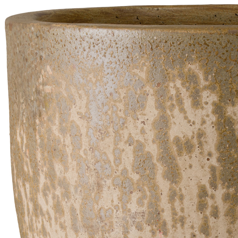 Antique Amber Ceramic Round Planter with Drainage Hole, 43" H x 27.5" W x 27.5" D