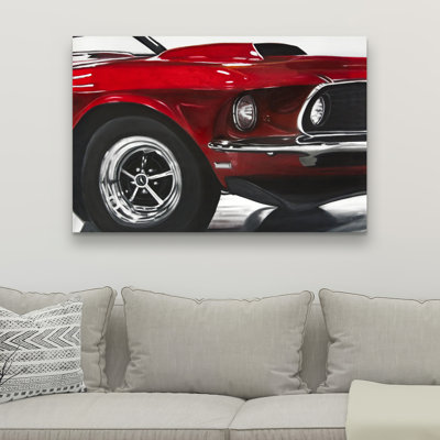 Classic red car - Red canvas wall art for home decor