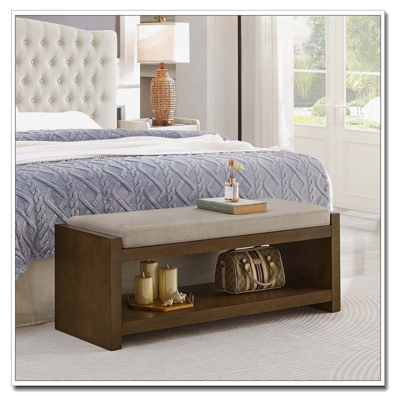 Bench with Lower Shelf Shoe Rack, Linen