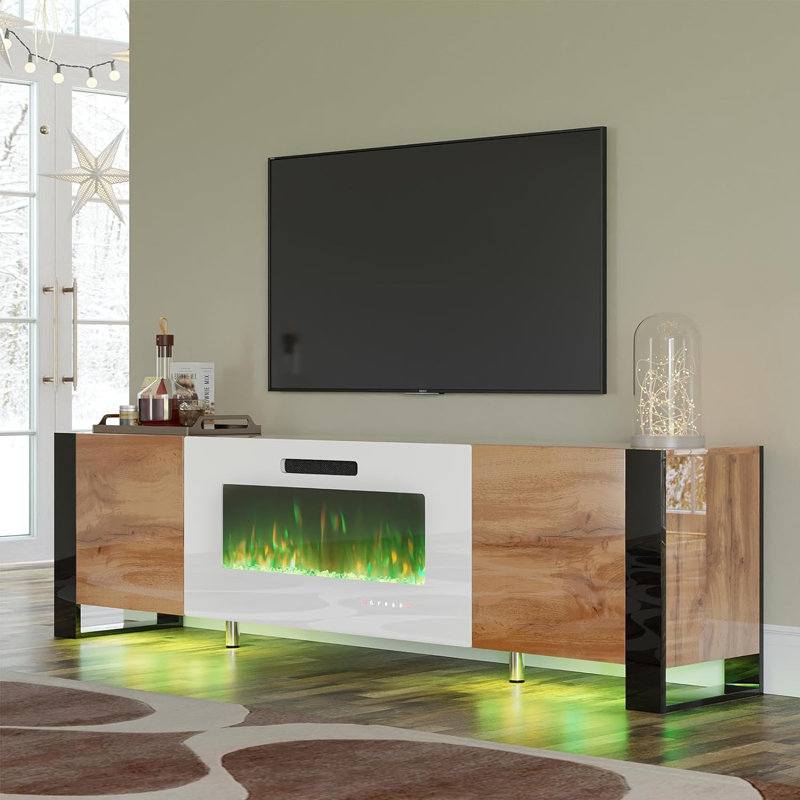 Crédence de rangement Pittston avec foyer inclus, Brun / noir, 70"