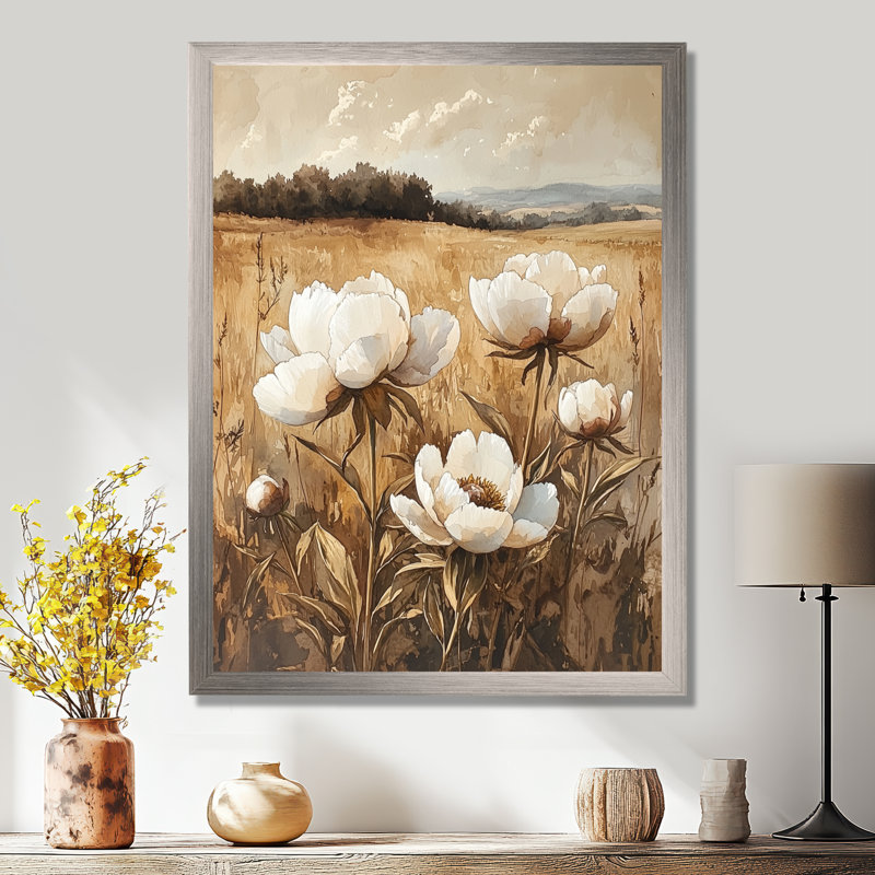 Boyster - Art mural floral, H 32 po x l 24 po, Reproduction encadrée d'une seule photo, Argent argent