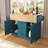 55.7'' Large Kitchen Island with 2 Drop Leaf,, Rolling Kitchen Cart on 5 Wheels with Power Outlet, Folding Storage Dining Table with Spice & Towel Rack , 3 Drawers, for Kitchen, Dining Room,Green-1292065616
