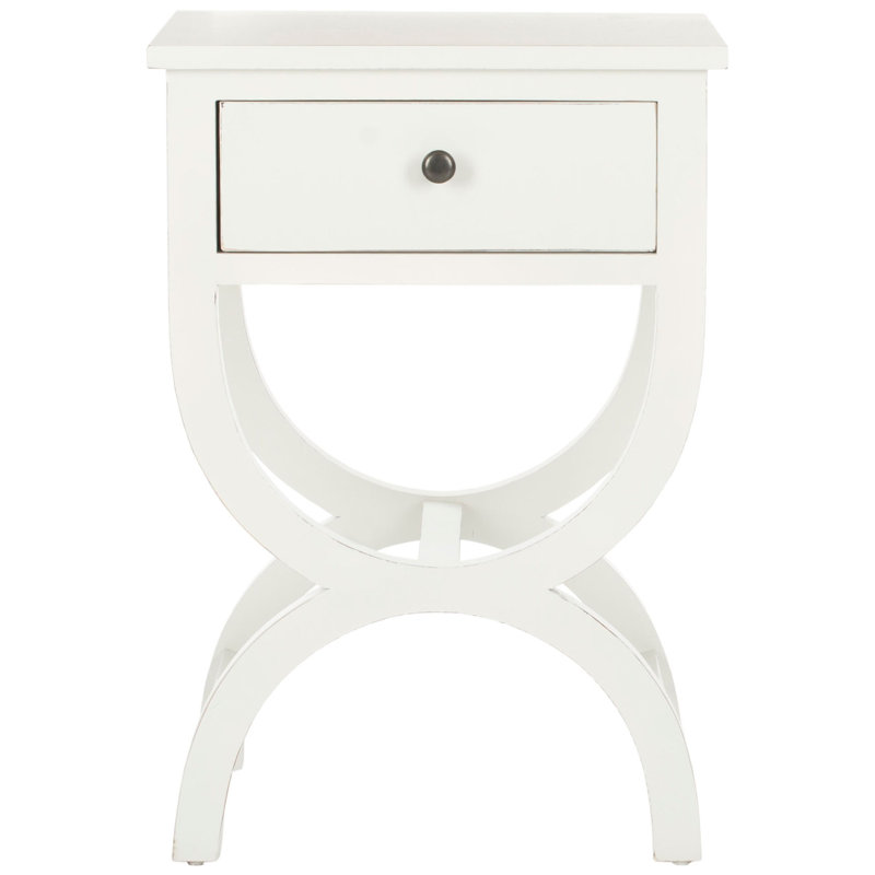 Modern & Vintage Lumley 18'' W Nightstand – Compact Bedside Table with Hidden Classic Design Drawer, Off White