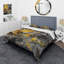 Ensemble de housse de couette en moutarde jaune et gris vif en microfibre / polyester-1441255364