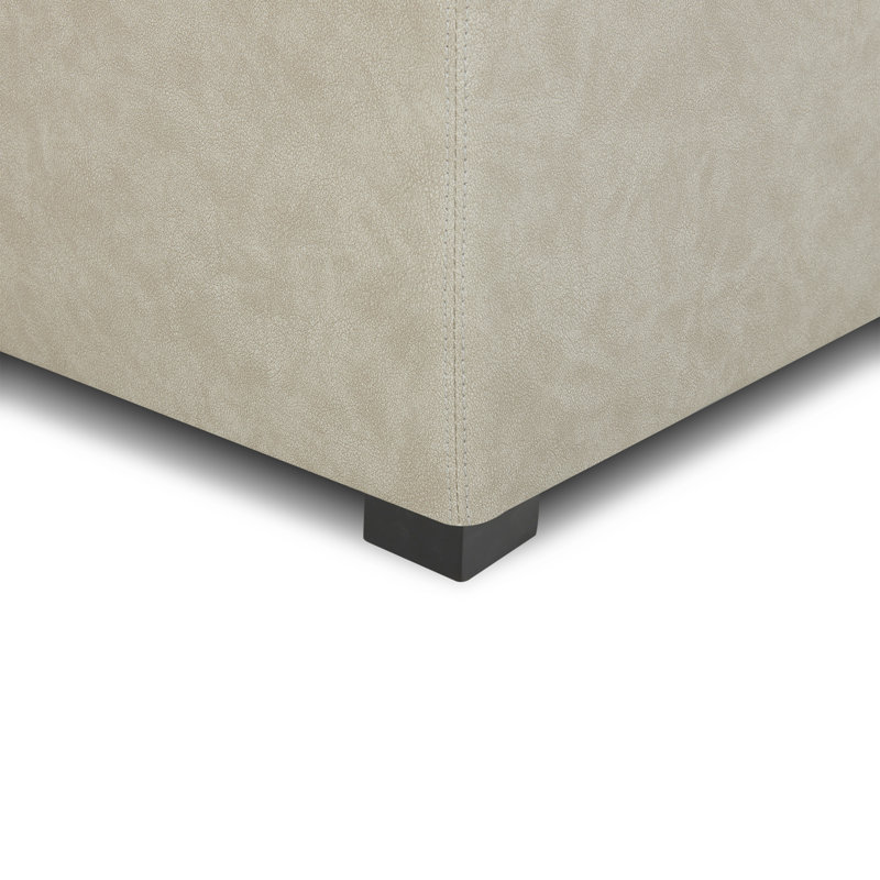 Repose-pieds en pierre avec rangement, Similicuir gris pierre