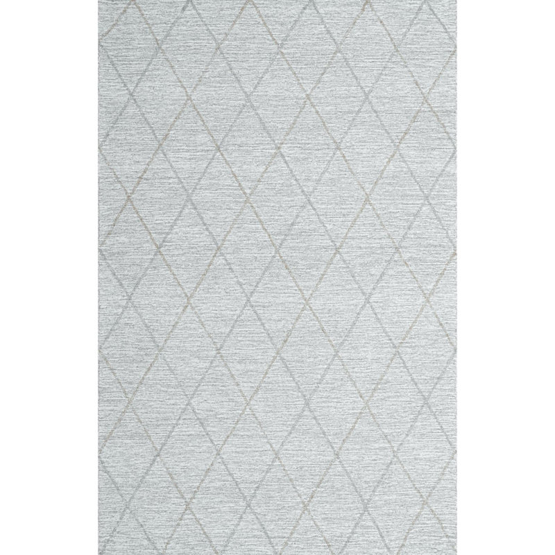 Gemma Geometric Tufted Wool Gray Area Rug, Rectangle 5'6" x 8'6"