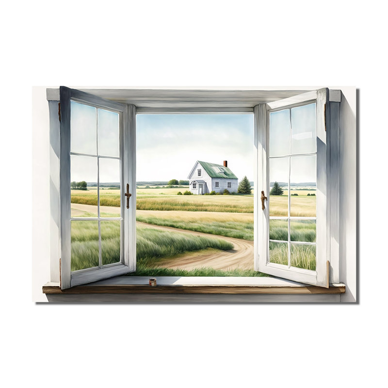Window To Landscape Views II - Paysage de ferme sur toile, art mural 