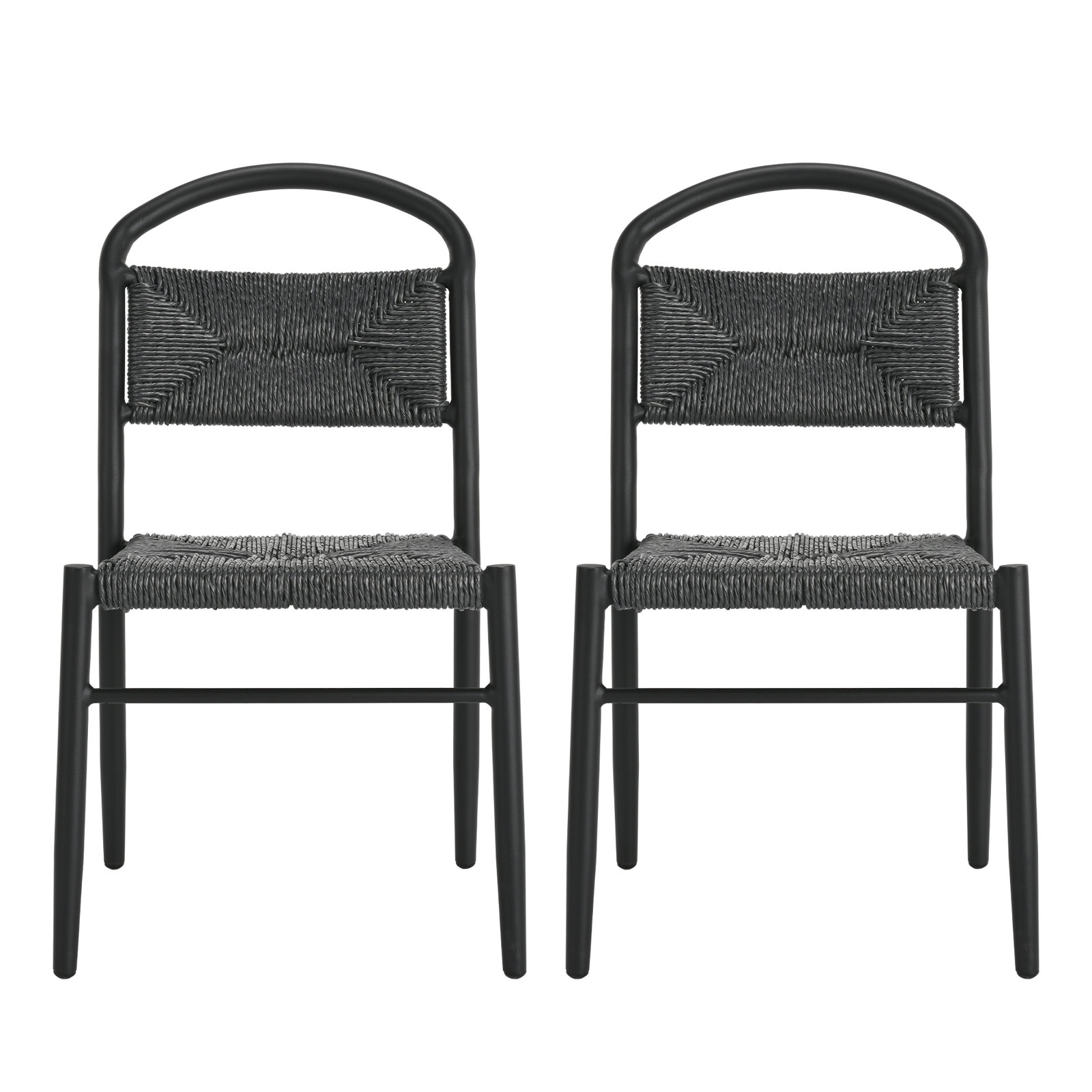 Spearman Wicker & Aluminum Patio Dining Chairs, Black Wicker