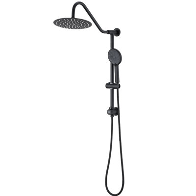 Douche murale à pluie et à main 10 po - Jet en métal noir mat