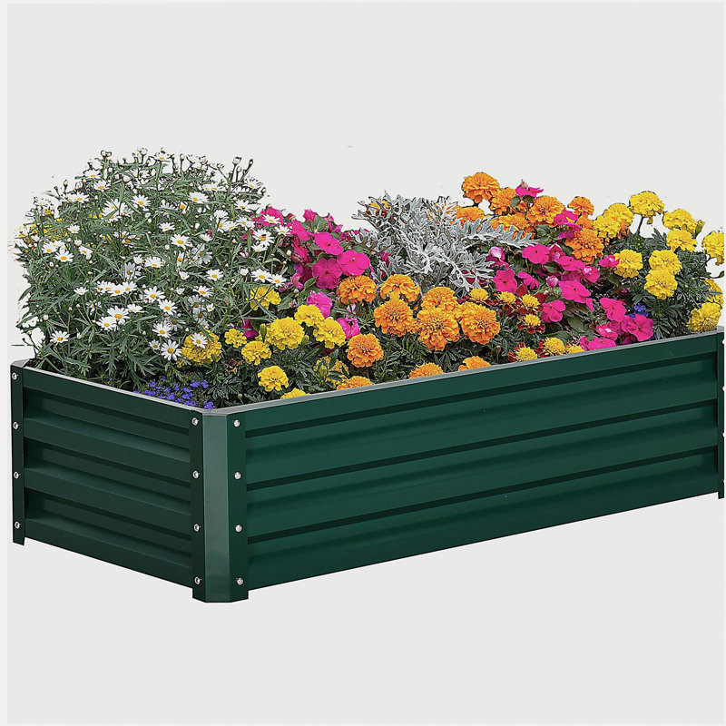 Lit surélevé pour jardin Outsunny, H 12 po x l 47,25 po x P 23,5 po, Vert