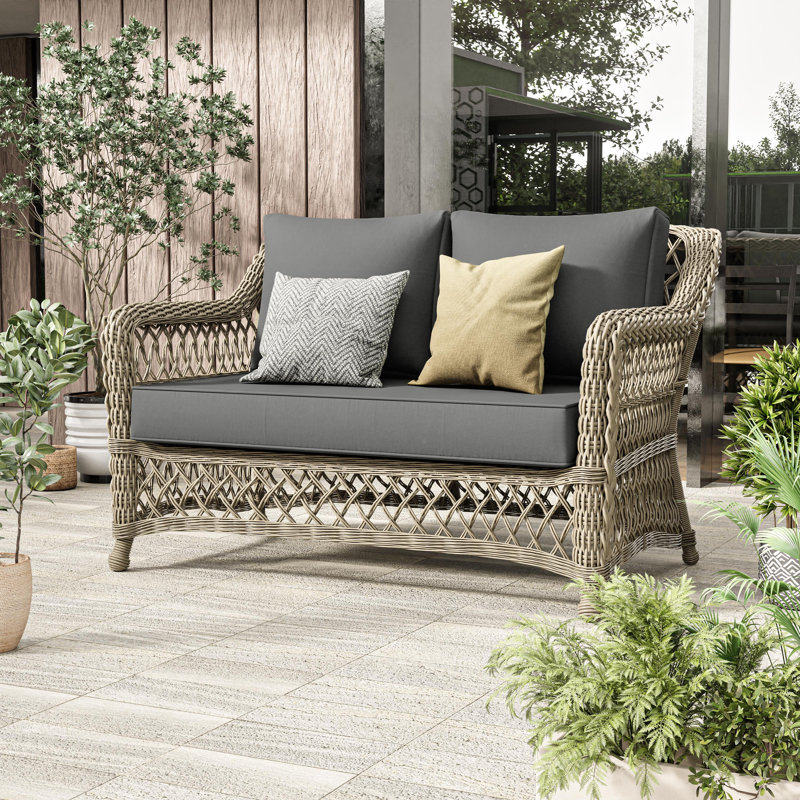 5" Loveseat Cushion Water Repellent & UV-Resistant Patio Furniture Cushions, Removable Outdoor Couch Cushions With Hidden Zipper & Adjustment Staps For Couch, Bench, And Swing