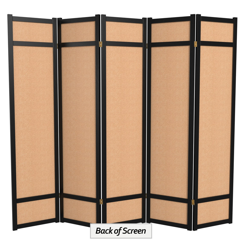Paravent en jute 6 pi Clarke, Noir, 5