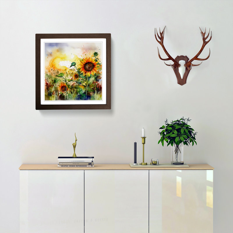 Sunflower Field No.1 - Framed Print, Walnut