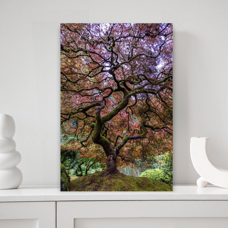 Art contemporain paysage d'automne érable paisible paisible, H 18 po x l 12 po