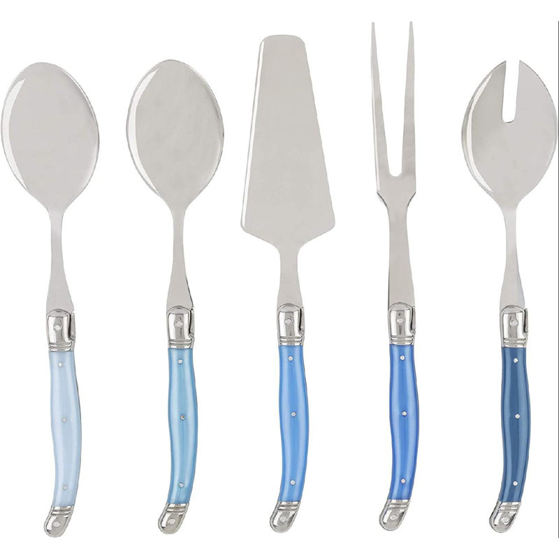 Laguiole Stainless Steel 5 Piece Hostess Set, Blue