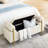Upholstered Linen Storage Bench In Beige With Cylindrical Arms And Iron Leg Frame For Living Room Bedroom Hallway Elegant Construction-347838854