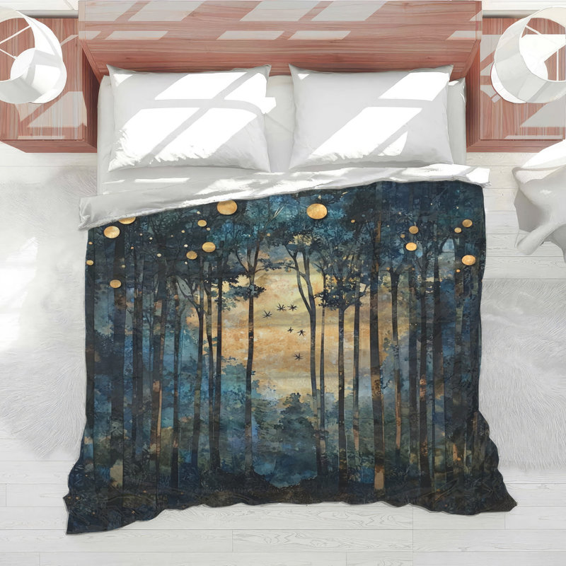 Abstract Forest Moonlight Comforter, King