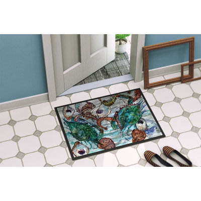 Tapis de porte pour l’extérieur antidérapante de la crevette, du crabe et des huîtres