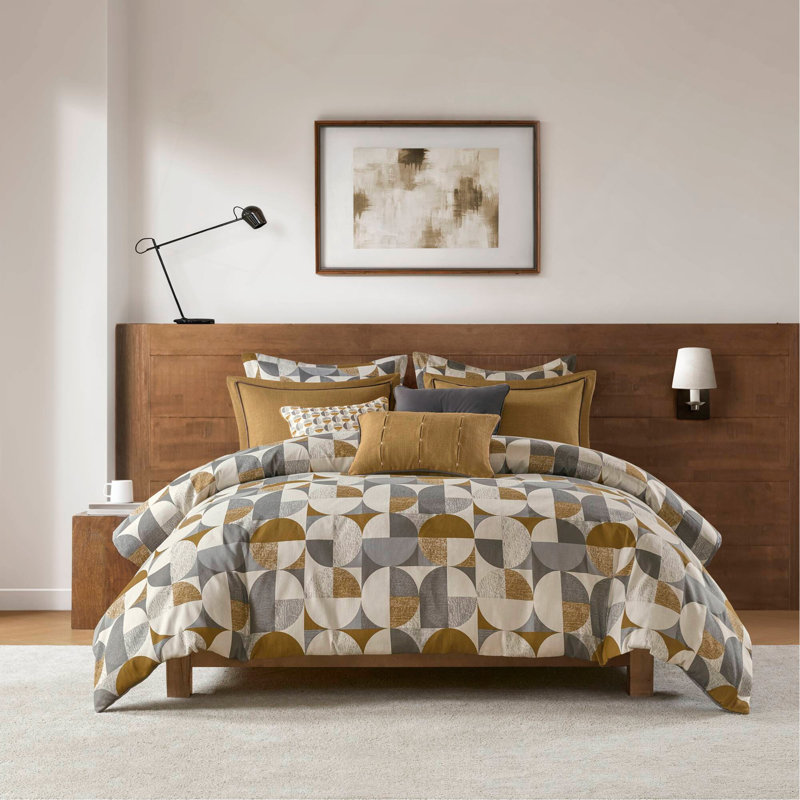 Ensemble de 8 édredons en jacquard pour grand lit, ensemble de literie surdimensionné doré