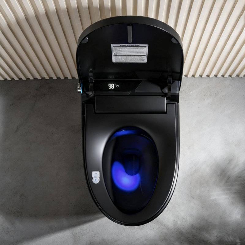Elongated Tankless Smart Toilet with Bidet, 1.1/1.28GPF Auto Dual Flush, Heated Seat, Warm Wash/Dryer, Foot Kick Flush, Night Light, Soft Closing, Remote Control