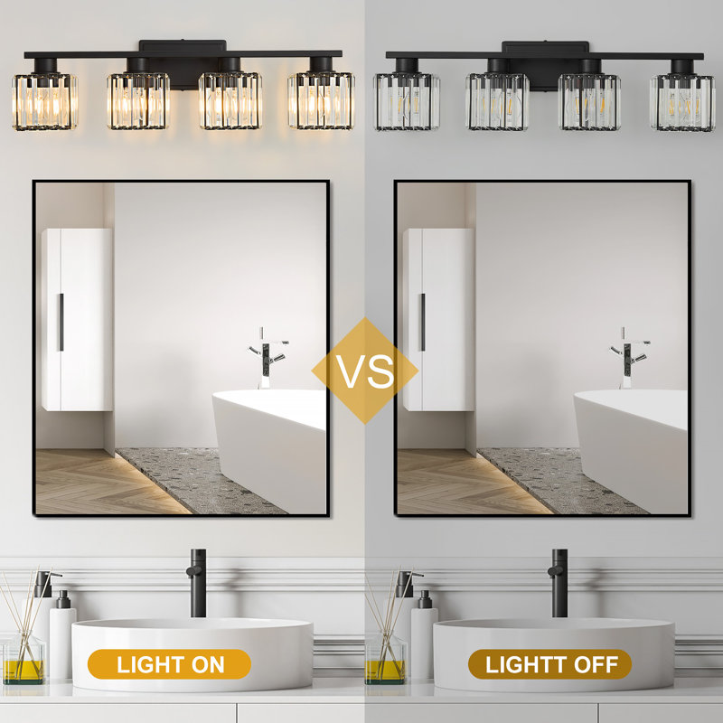 Éclairage pour meuble-lavabo à à intensité variable avec abat-jour en cristal Fiorela, Noir, noir, noir, noir, 4